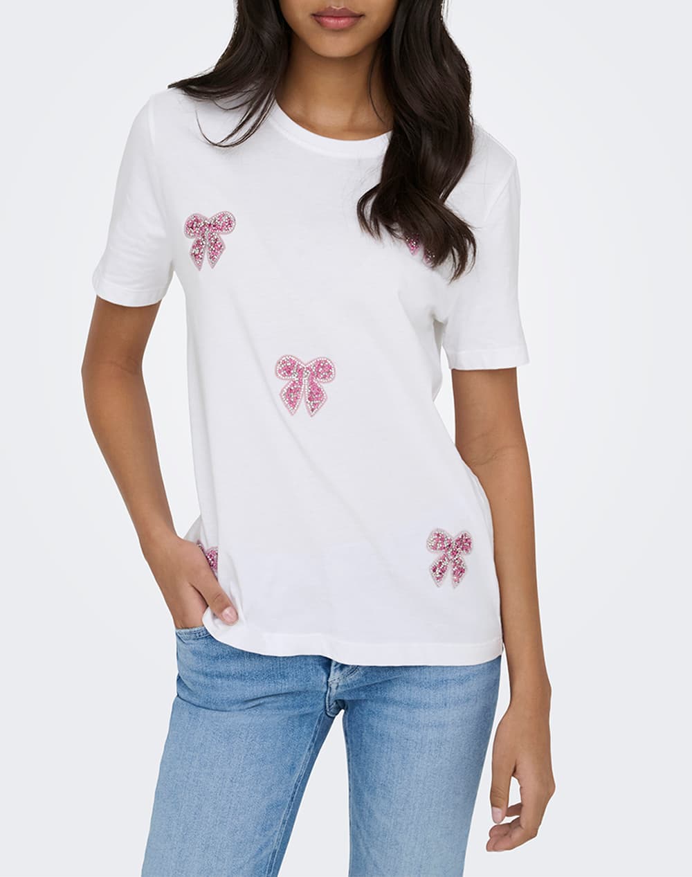 ONLY ONLKITA REG S/S PRINT TOP NOOS 15367568-Bright WhiteRosytouchcutebows Mixed