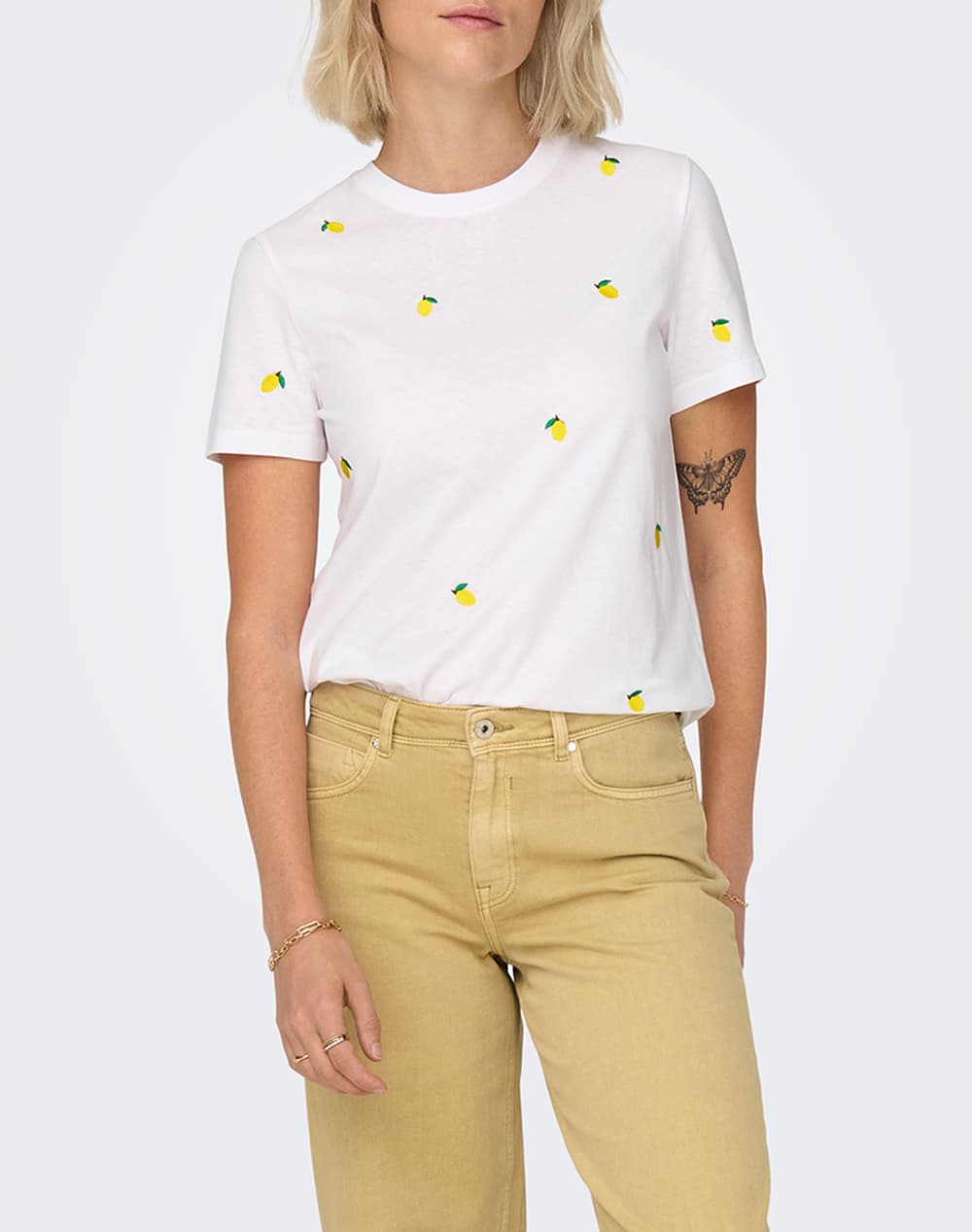 ONLY ONLKETTY S/S O-NECK TOP JRS NOOS 15288473-Bright WhiteTrueblueflowers Mixed