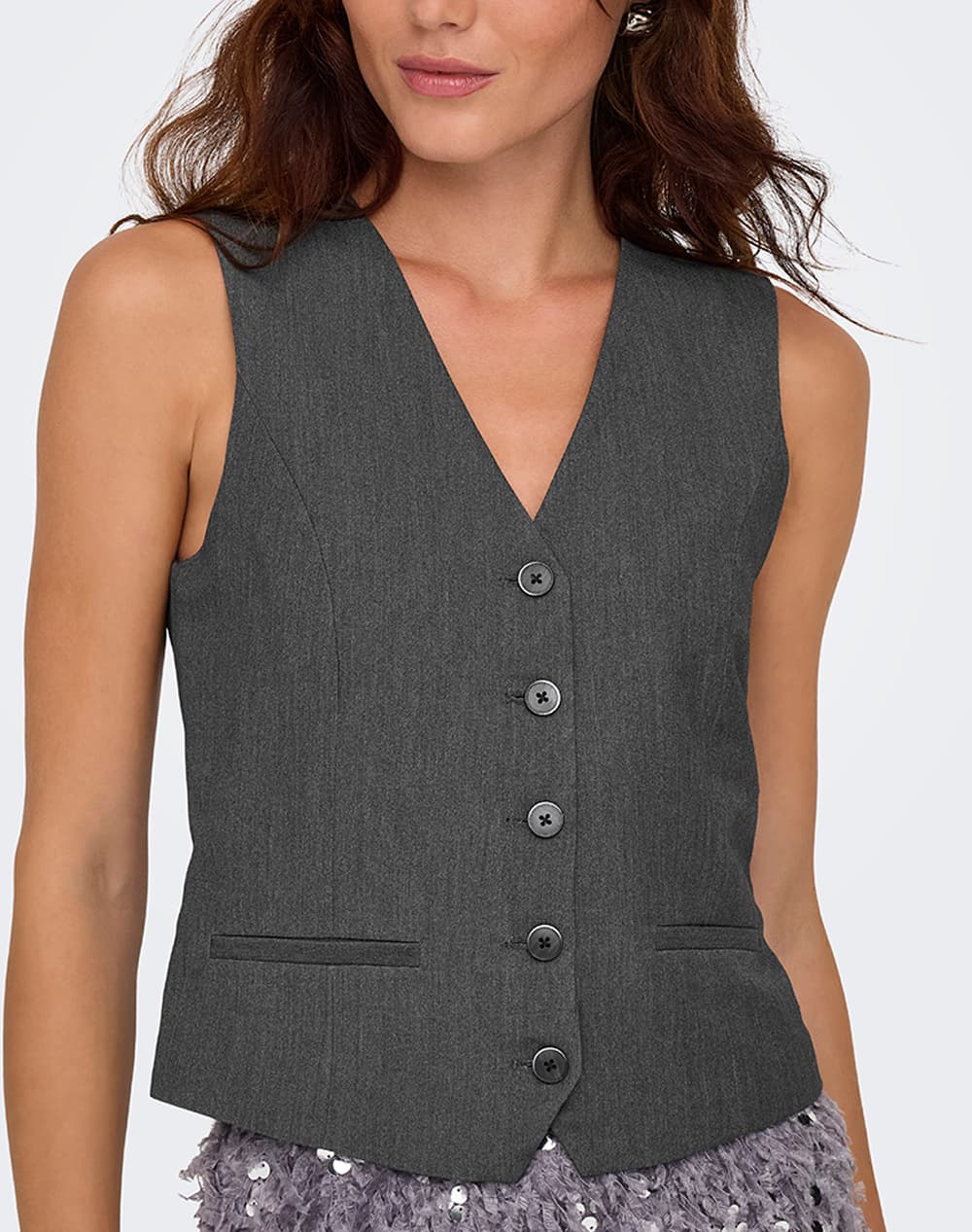 ONLY ONLIRIS-HATTIE WAISTCOAT TLR NOOS 15331287-Dark Grey Melange DarkGray