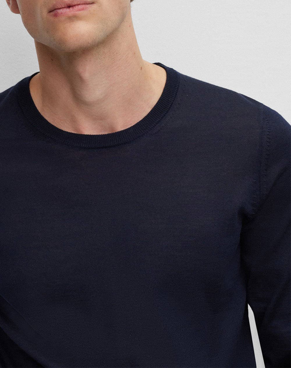 BOSS ΠΛΕΚΤΟ CREW NECK LENO-P ΜΠΛΕ