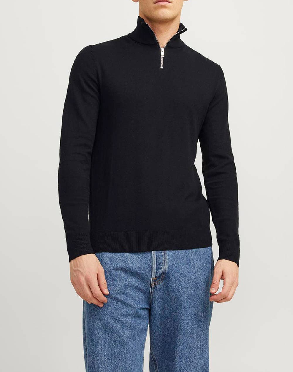 JACK&JONES JJEEMIL KNIT HALF ZIP NOOS 12189339-Oatmeal Ecru