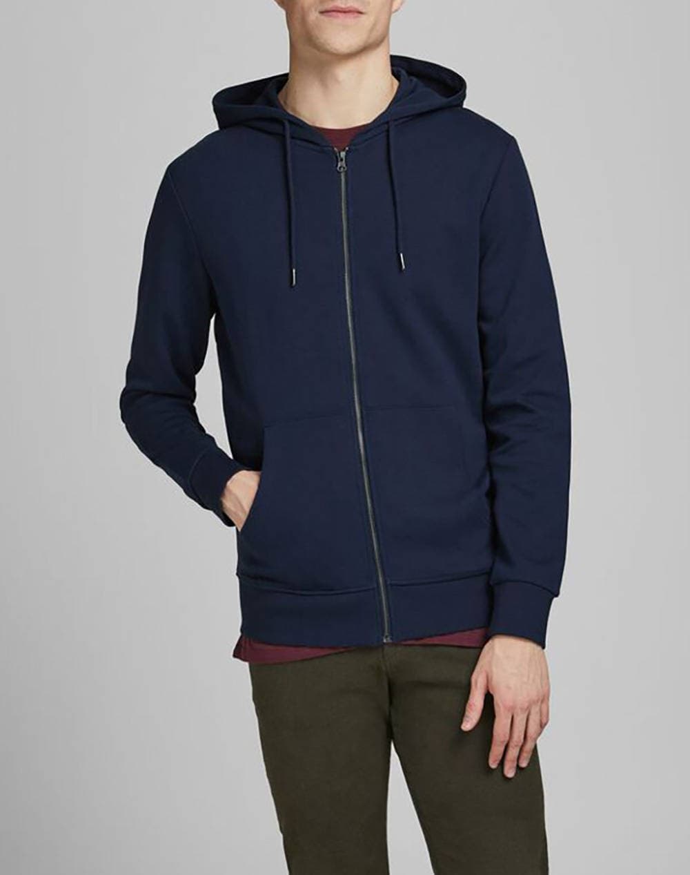 JACK&JONES ΖΑΚΕΤΑ ΦΟΥΤΕΡ JJEBASIC SWEAT ZIP HOOD NOOS 12181901-BLACK Black