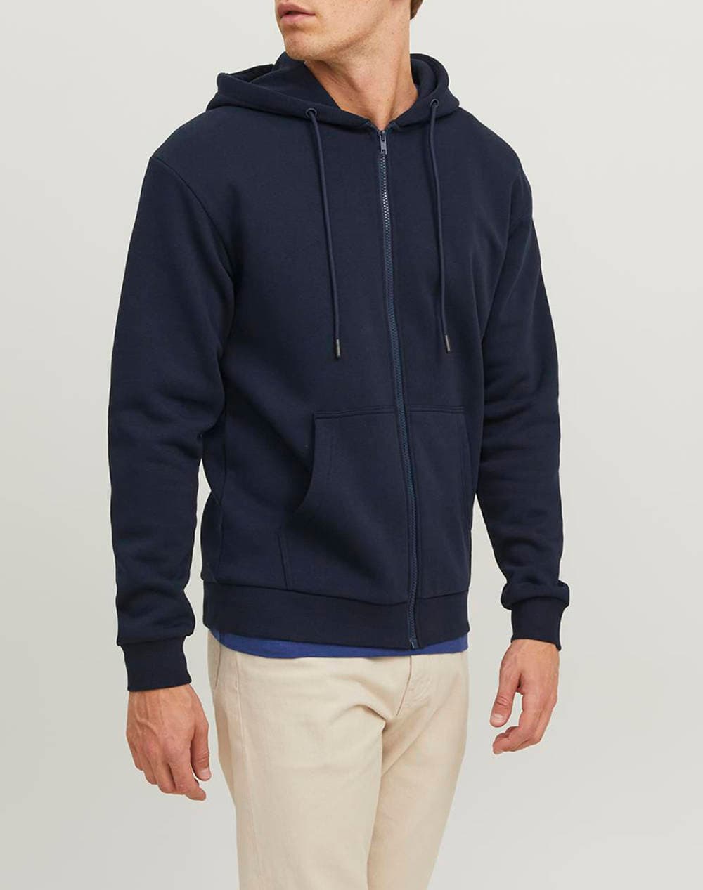 JACK&JONES JJEBRADLEY SWEAT ZIP HOOD NOOS 12249342-Light Grey Melange LightGray