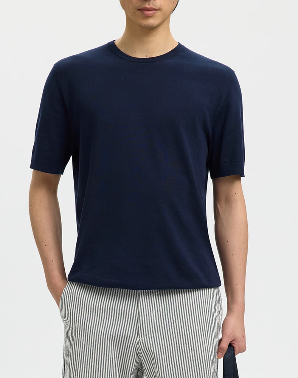 SELECTED SLMTORINO SS KNIT CREW NECK NOOS 16099828-Navy Blazer NavyBlue