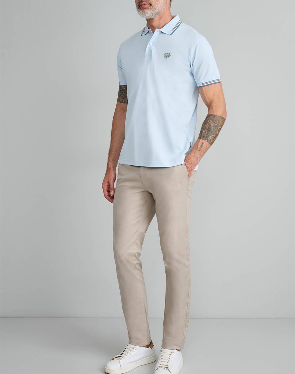 Men's Chino Pants Navy & Green Ecru