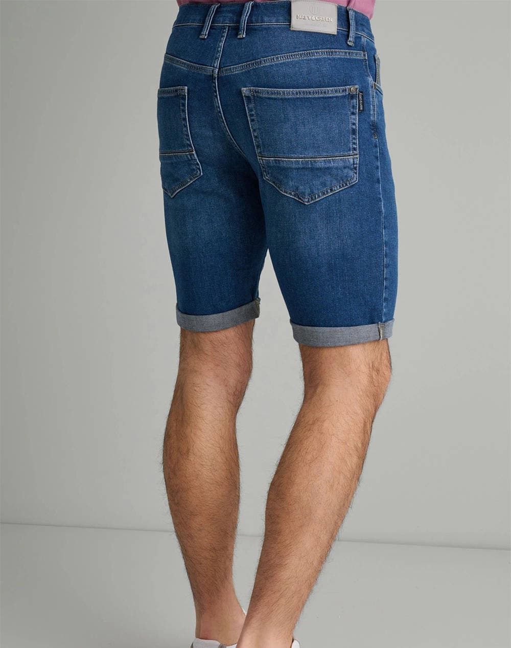 Men's Denim Shorts Navy & Green Blue