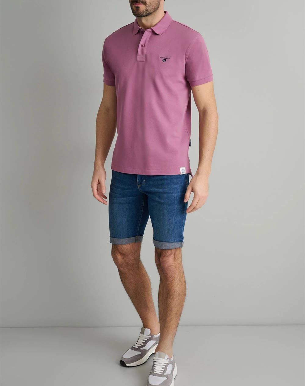 Men's Denim Shorts Navy & Green Blue