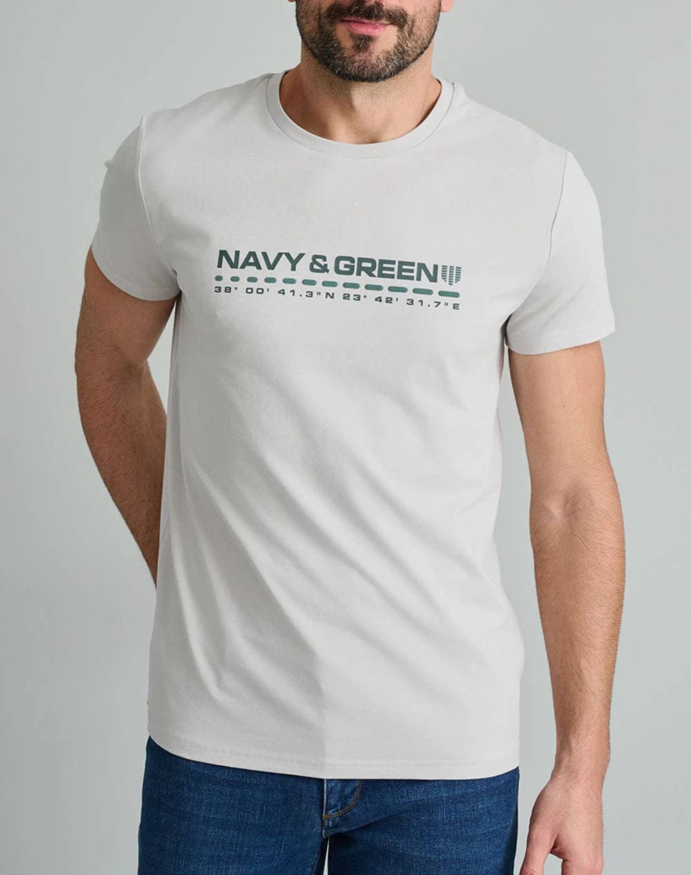 Men's T-Shirts Navy & Green Ecru