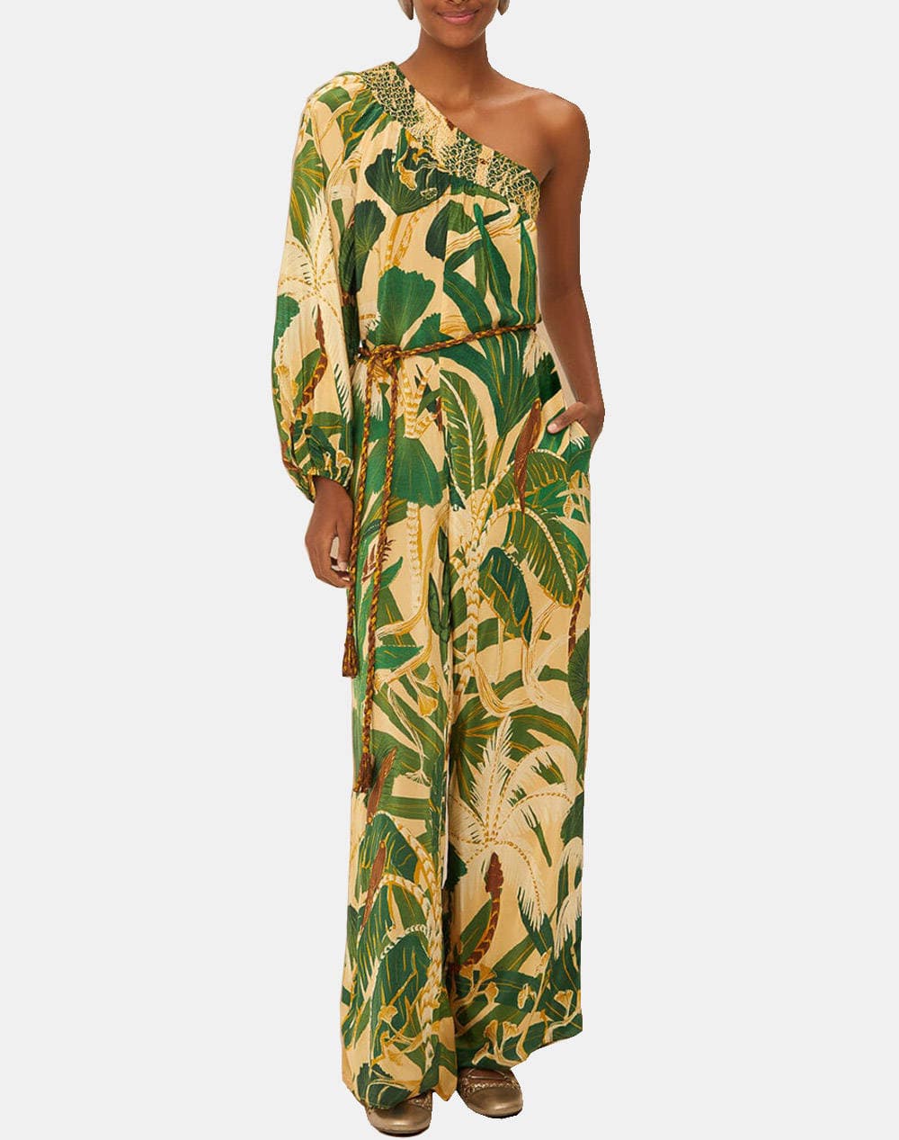 FARM RIO TROPICAL ISLA BEIGE JUMPSUIT 333009-25135 Green