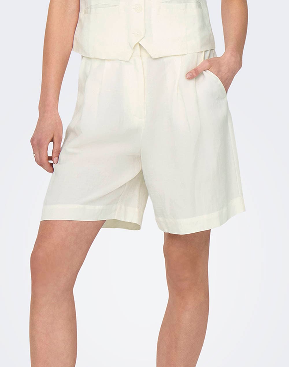 ΒΕΡΜΟΥΔΑ ONLY WINDY LIFE HW LINEN BLEND TLR CLOUD DANCER ONLY