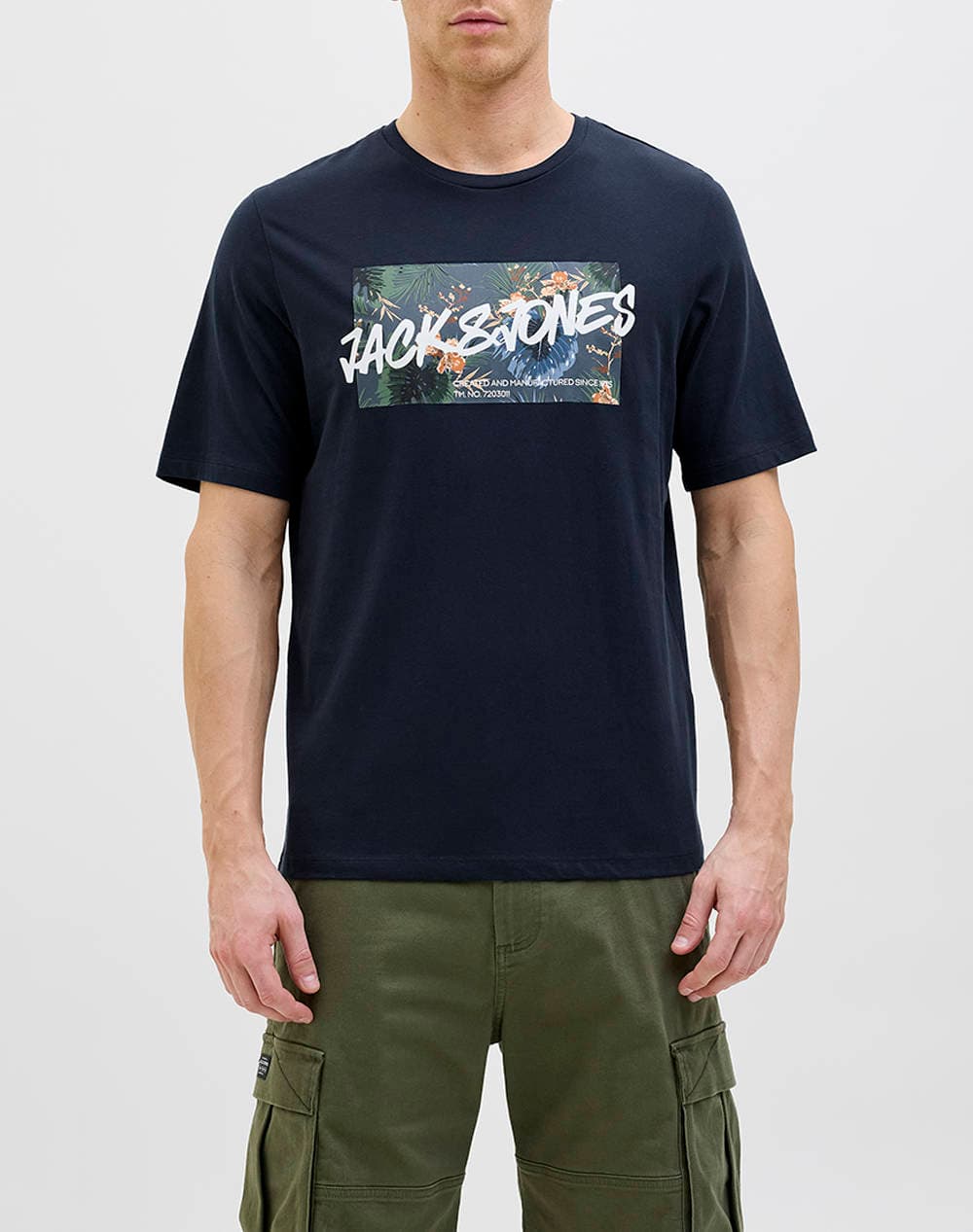 JACK&JONES JJHAWAII SHAPE TEE SS CREW NECK LN 12269324-Sky Captain NavyBlue