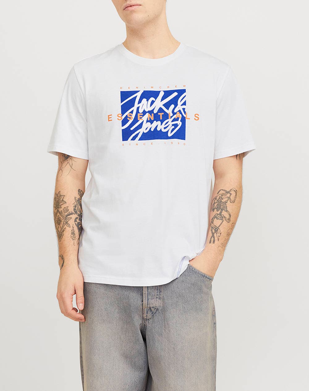 JACK&JONES JJCOLTON TEE SS CREW NECK LN 12268439-WHITE White