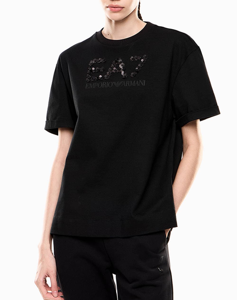 Women's T-Shirts Ea7 Emporio Armani Black