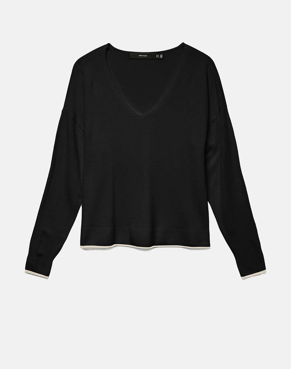 VERO MODA VMBREEZE LS V-NECK PULLOVER BOO 10311090-BlackSOLID Black