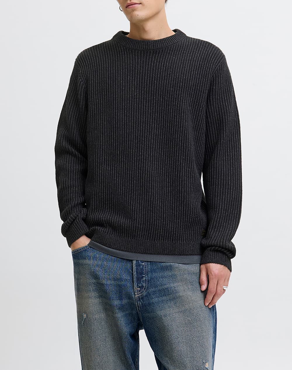 JACK&JONES JJEDOVER KNIT CREW NECK SN 12278816-BLACK Black