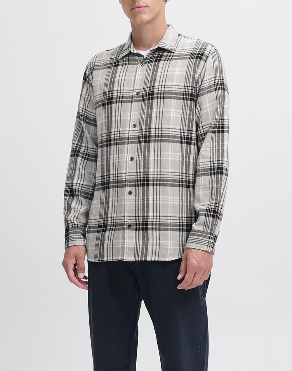 JJ REBEL JREBTRACK CHECK SHIRT LS 12285186-Ghost GrayW.Checks LightGray