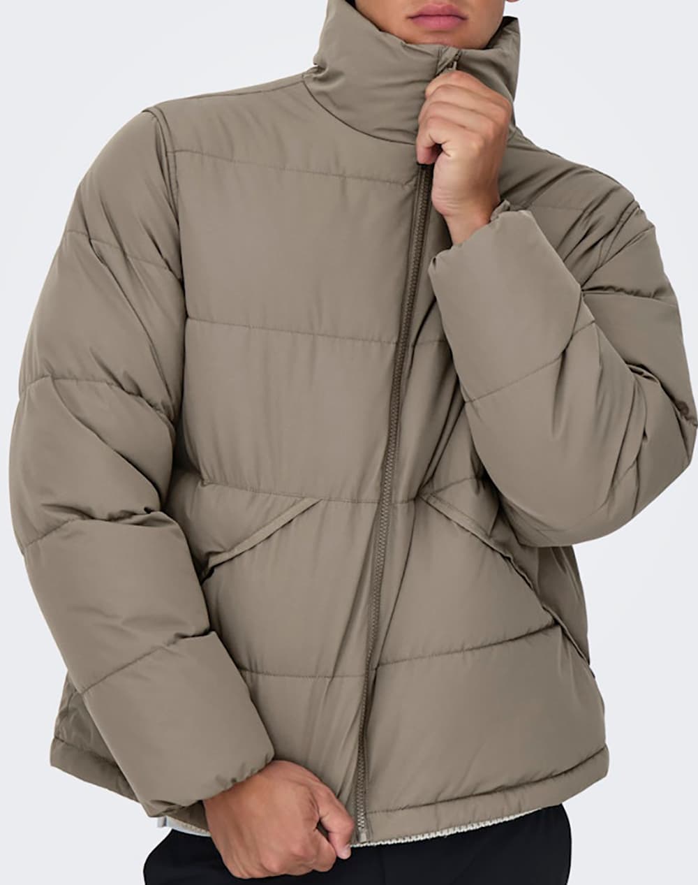 Men's Quilted Jackets Only & Sons Khaki