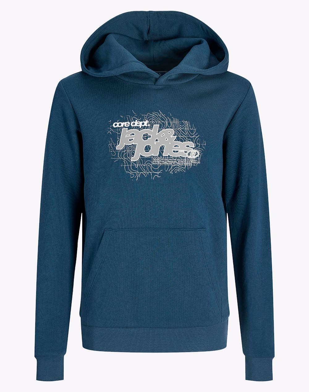 JACK&JONES JCOGRID BRANDING SWEAT HOOD JNR 12289394-Titan Petrol
