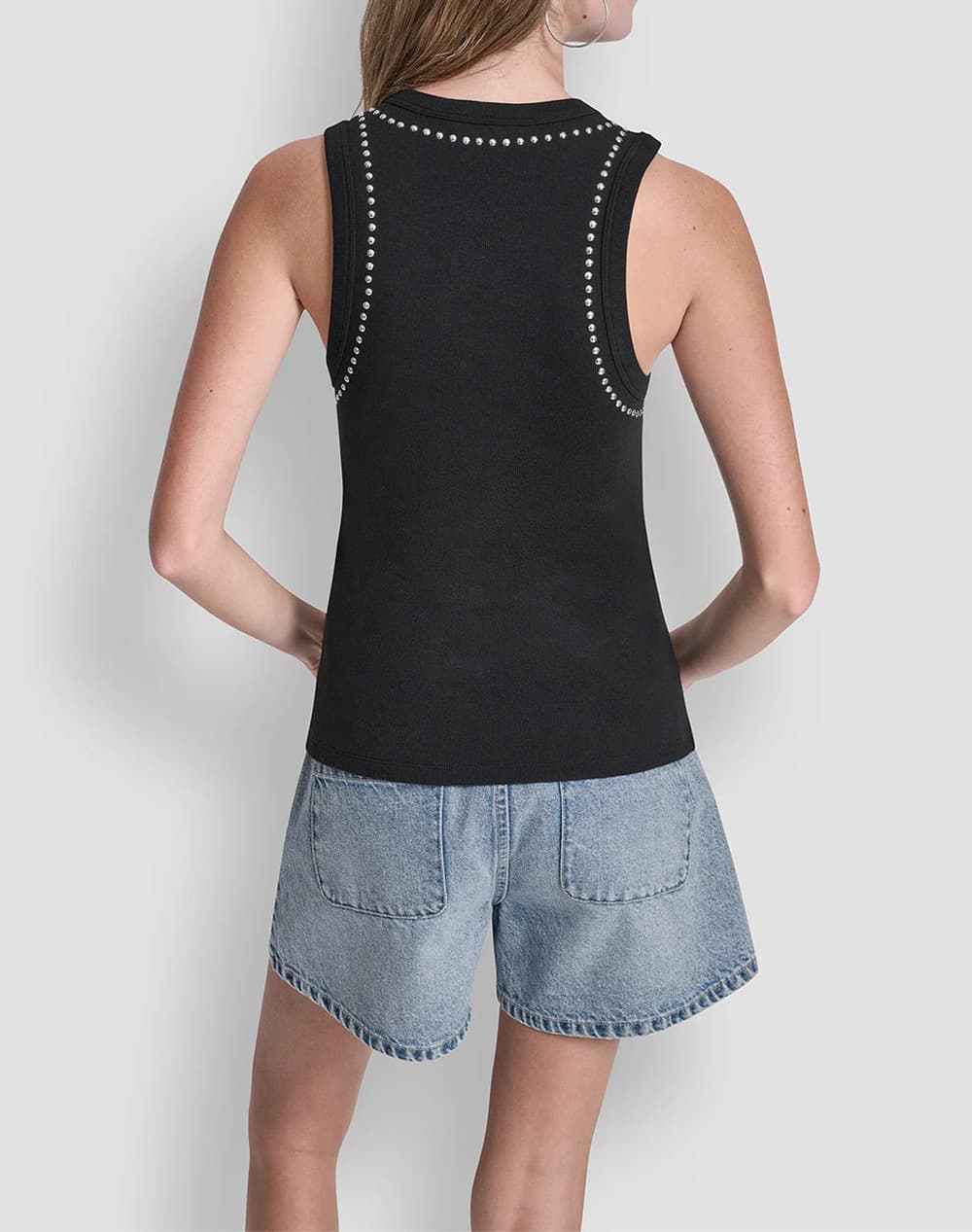 DKNY TANK TOP CREW NECK LOGO ΤΡΟΥΚΣ ΜΑΥΡΟ
