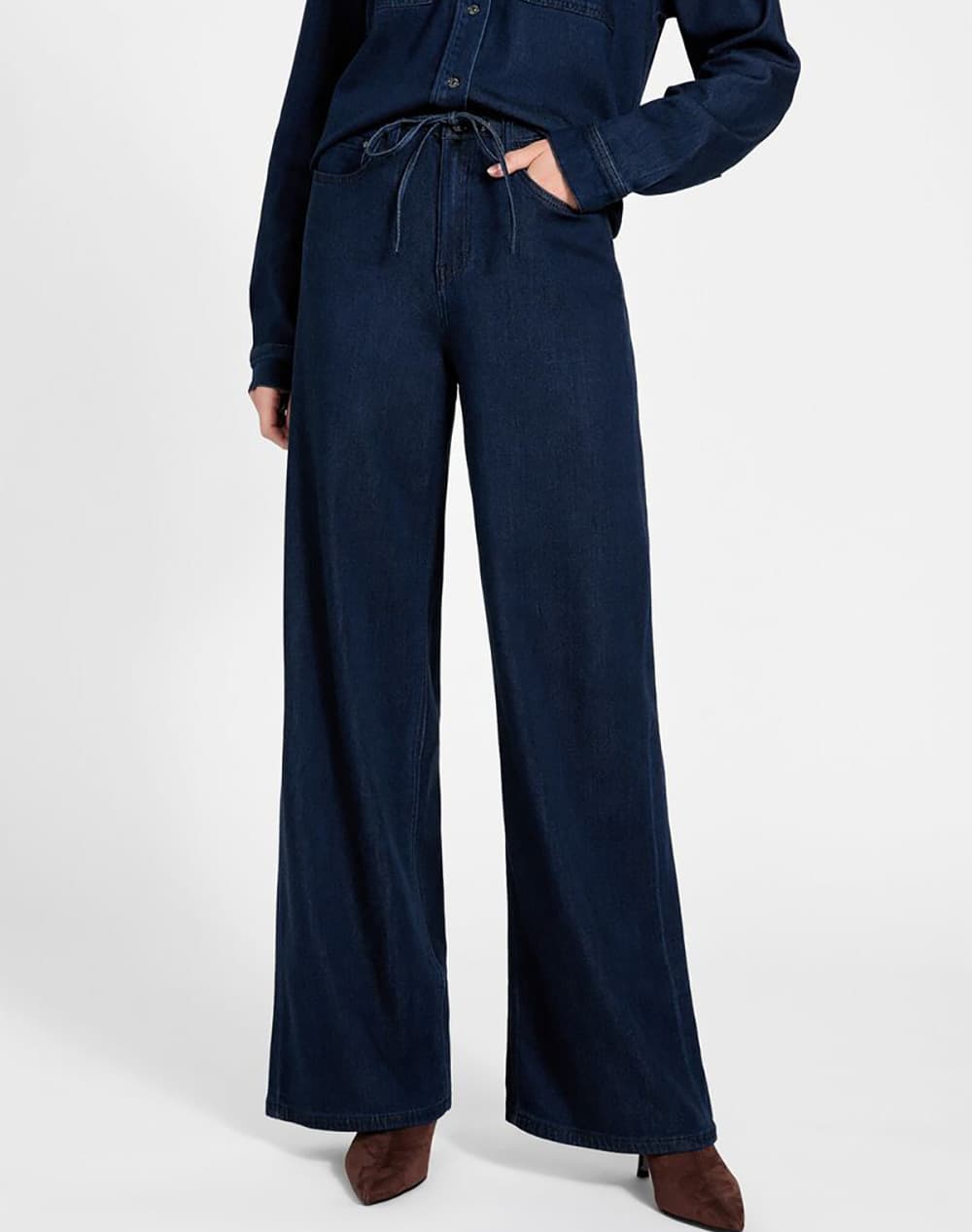 GUESS BLOSSOM WIDE LEG ΠΑΝΤΕΛΟΝΙ ΓΥΝΑΙΚΕΙΟ W6RA3OD6980-OKLN DenimDarkBlue