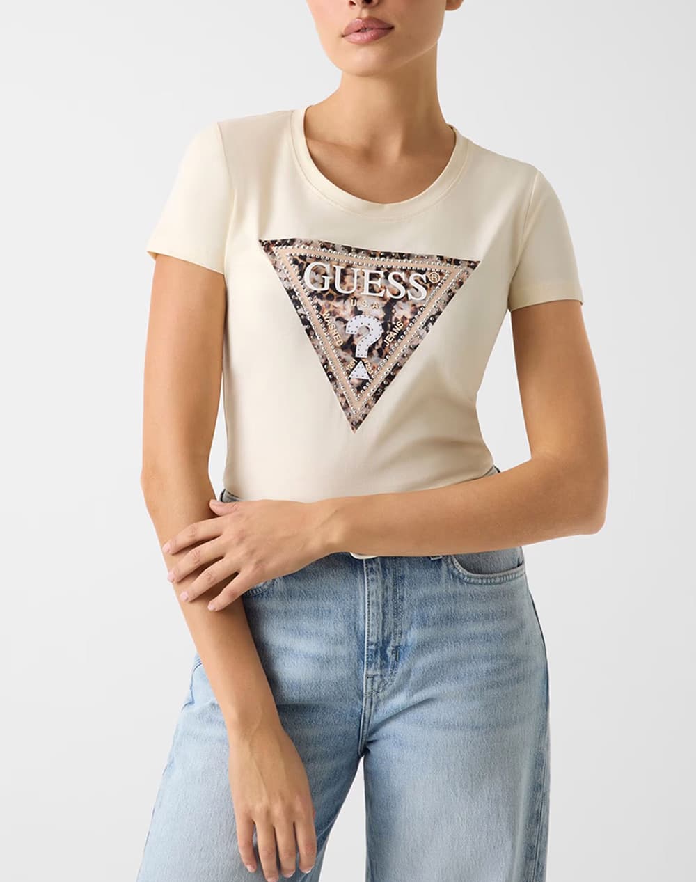 GUESS SS CN LEO TRIANGLE TEE ΜΠΛΟΥΖΑ ΓΥΝΑΙΚΕΙΟ W6RI32J1314-G047 Ecru