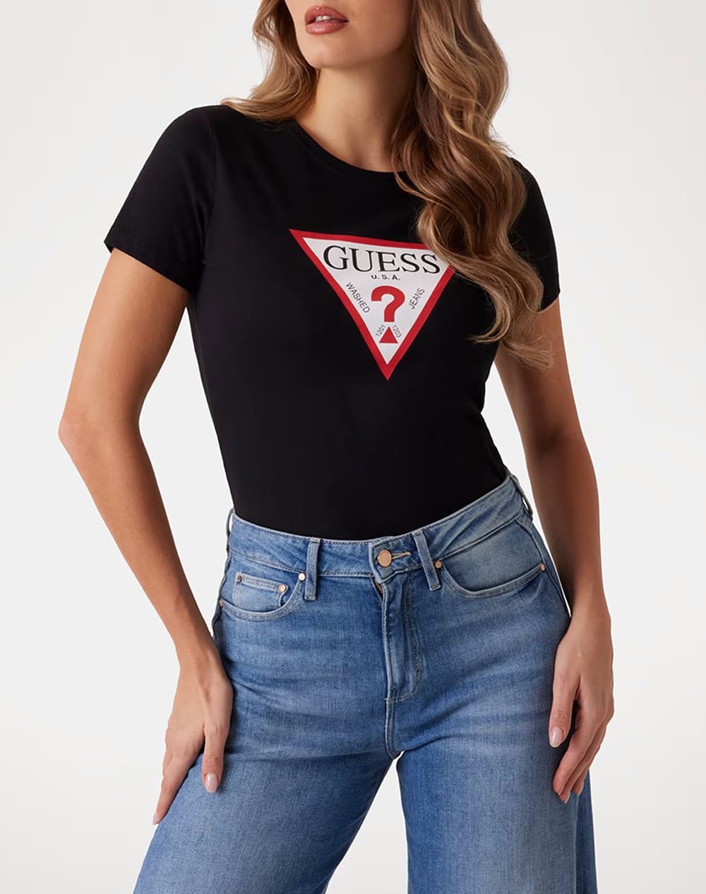 Original Triangle Logo Slim Fit T-Shirt Women Guess