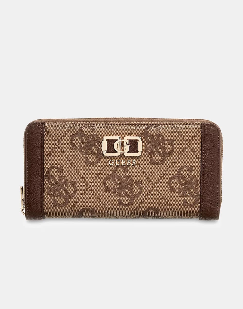 GUESS KARNILLA LOGO SLG LRG ZIP ARND ΠΟΡΤΟΦΟΛΙ ΓΥΝΑΙΚΕΙΟ SWOS9901146-DKO Ecru