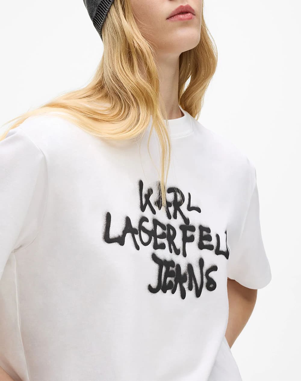 Graffiti Regular Fit Cropped T-Shirt Women Karl Lagerfeld