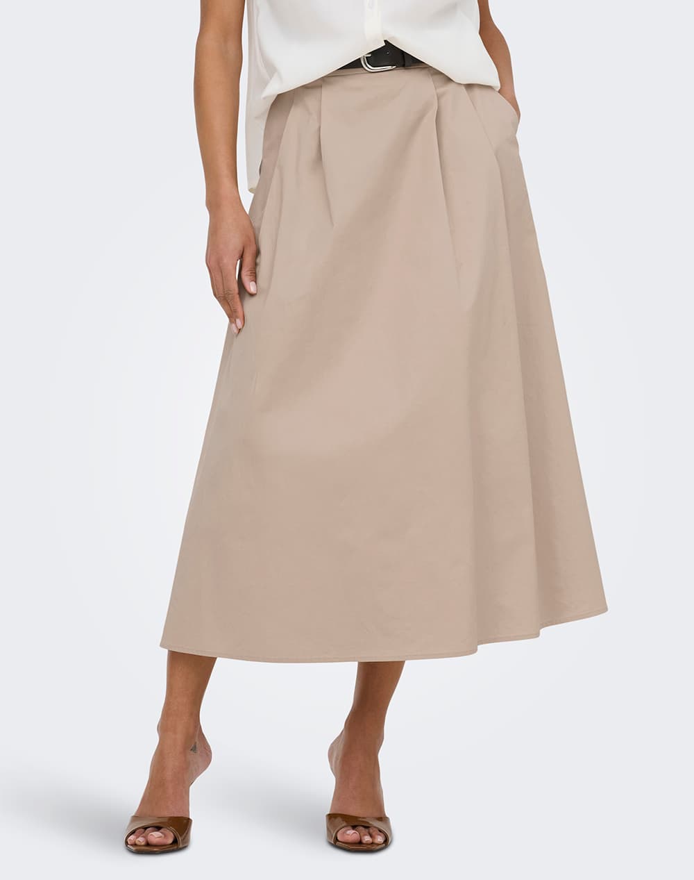 ONLY ONLZORA HW LONG BELT SKIRT PNT 15370607-Oxford Tan Biege