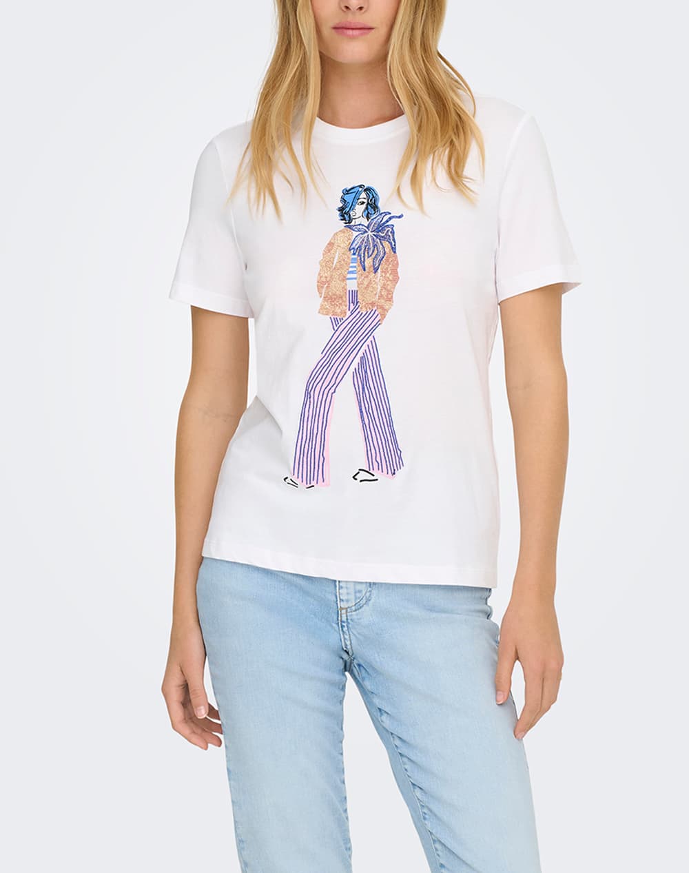 ONLY ONLCELINE REG S/S TOP JRS 15368908-Bright WhiteLook OffWhite