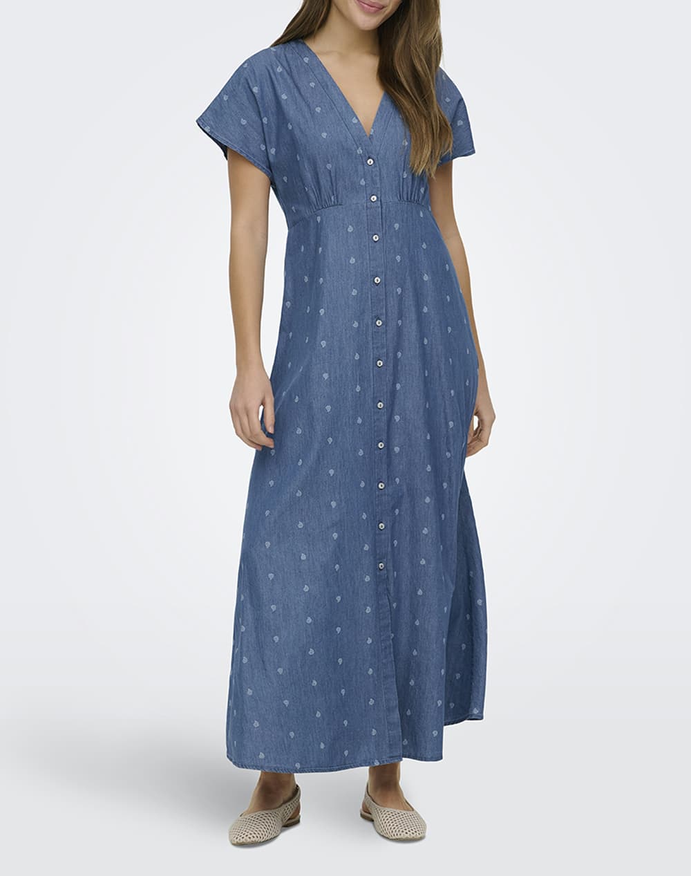 ONLY ONLNOVA AZURE LONG DRESS WVN 15370341-Medium Blue DenimPaisley Blue
