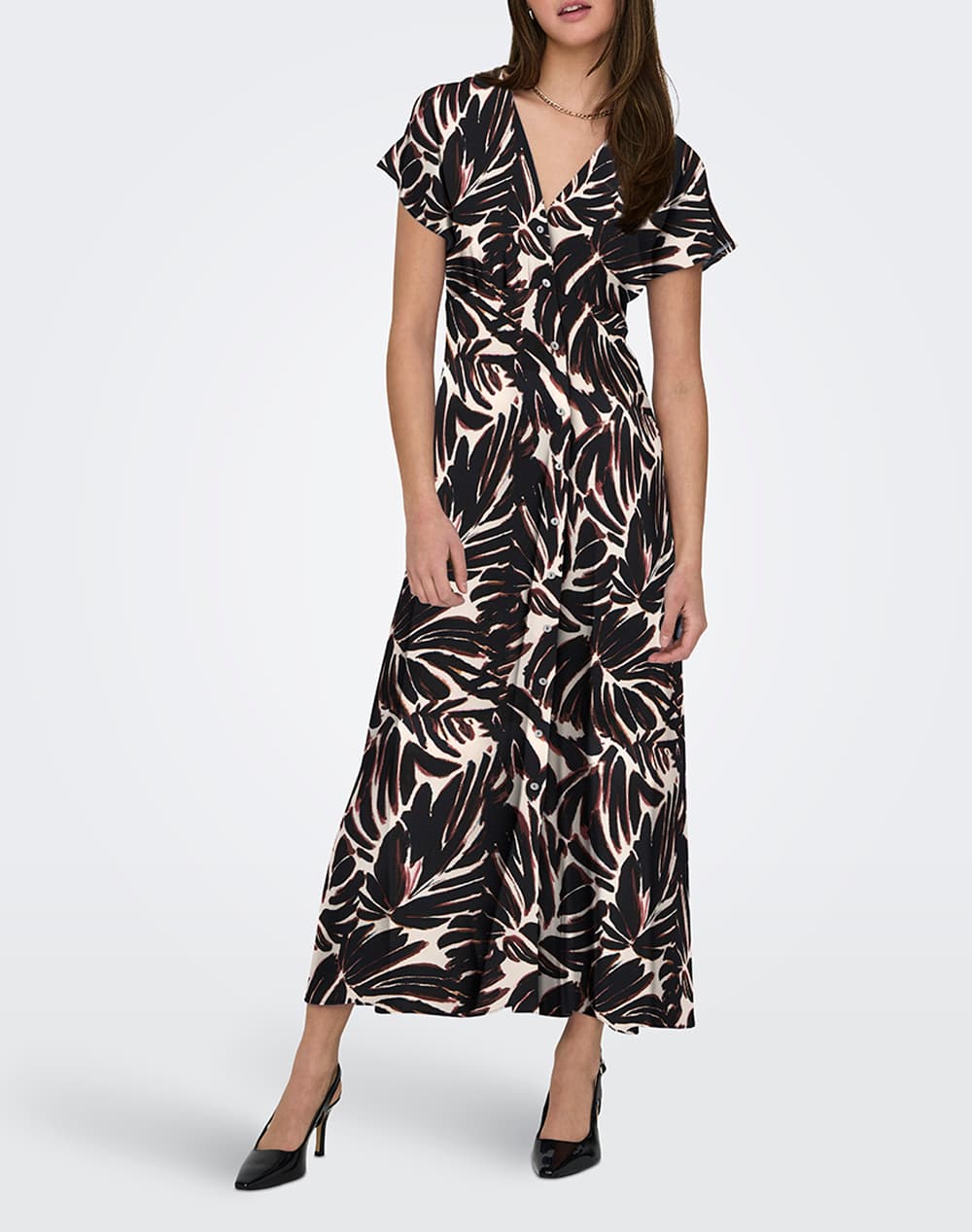 ONLY ONLNOVA LIFE VIS MOLLIE LONG DRESS WVN 15317842-Black719 Monstera Multi