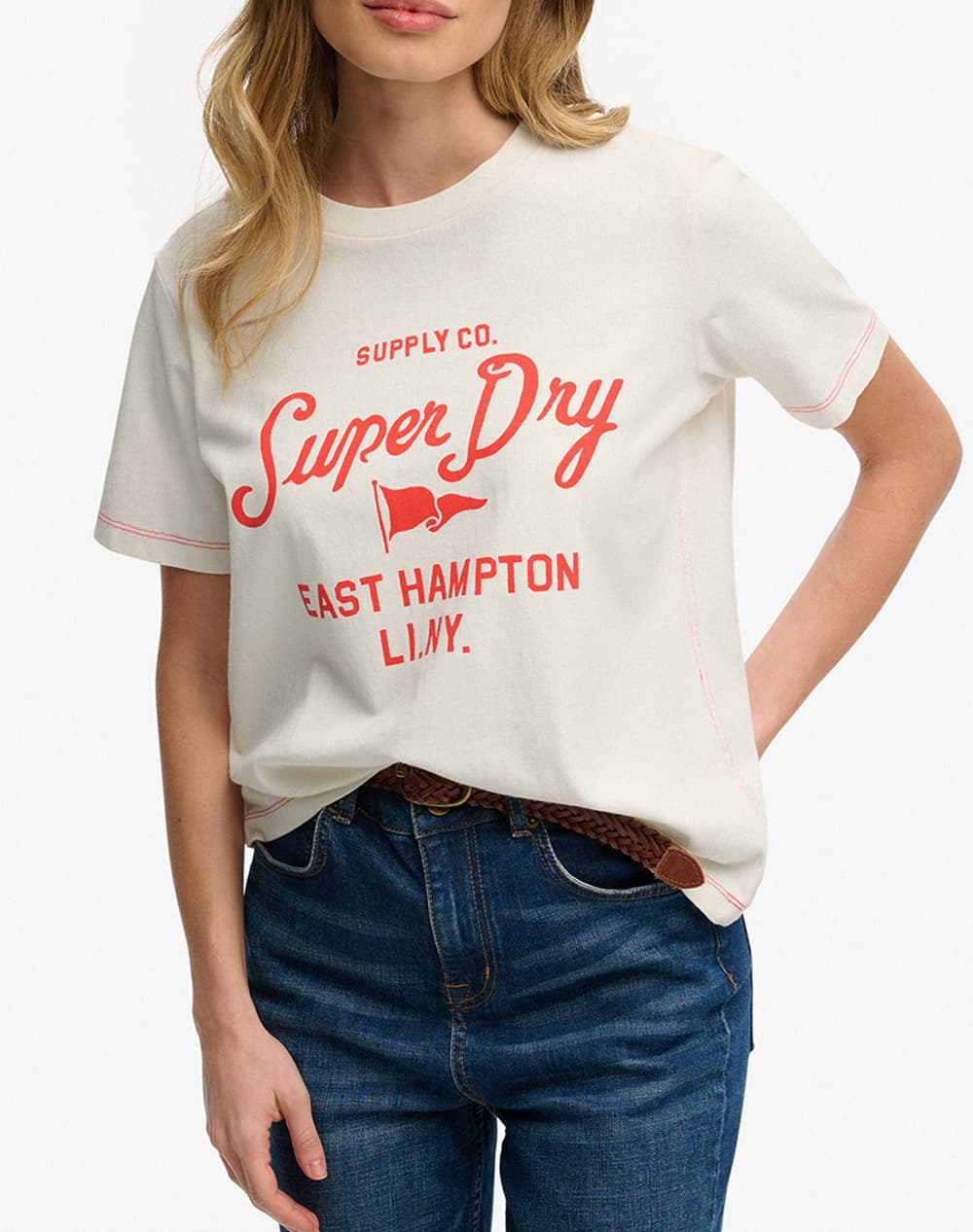 Women's T-Shirts Superdry Ecru