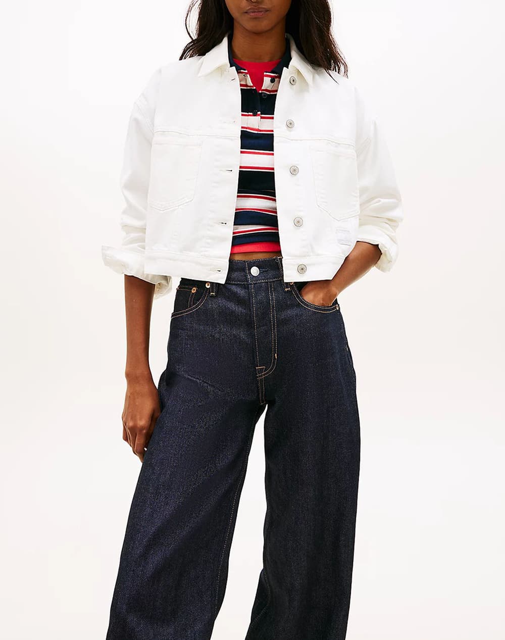 Γυναικείο Oversized Τζιν Μπουφάν Λευκό Tommy Jeans DW0DW21979-1D0