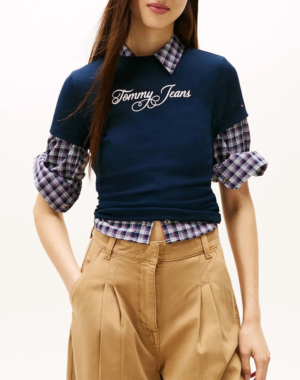 Tommy Jeans Rib Essential Logo Slim Fit T-Shirt Women