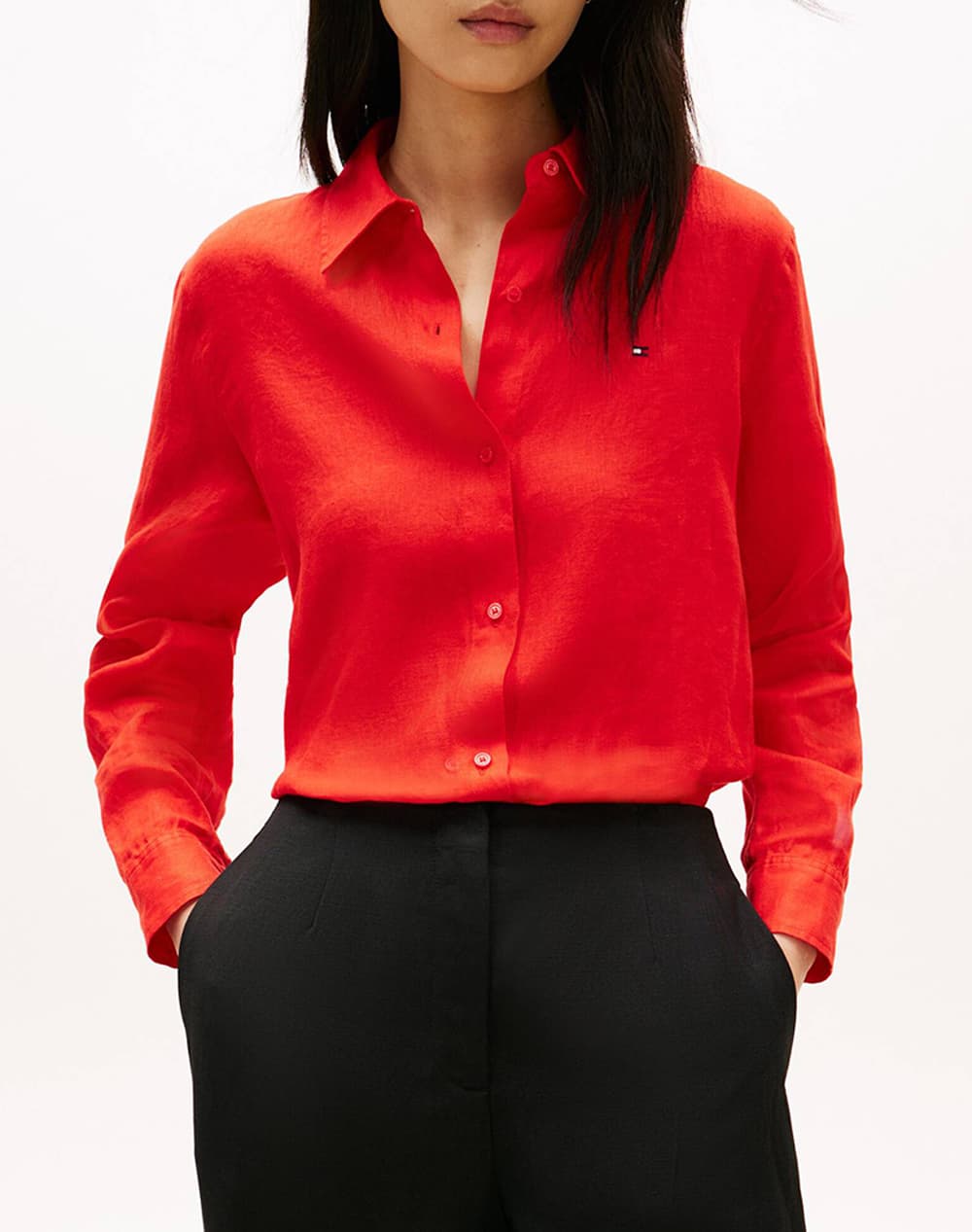 TOMMY HILFIGER ESS LINEN RELAXED SHIRT WW0WW44679-MS3 Green