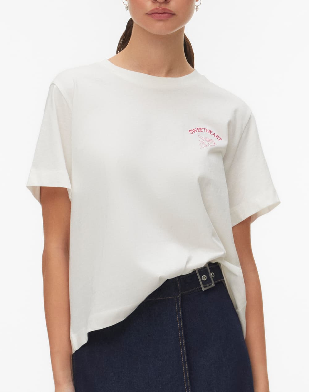 VERO MODA VMSOPHIE METTE SS TOP BOX JRS GA 10341351-Snow WhiteSWEETHEART OffWhite