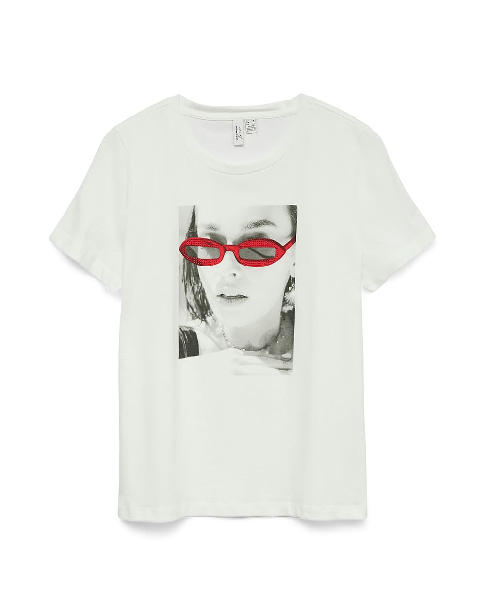 VERO MODA VMJAMAICA S/S T-SHIRT JRS BTQ 10341639-Snow WhiteSUNGLASSESRHINESTONES OffWhite