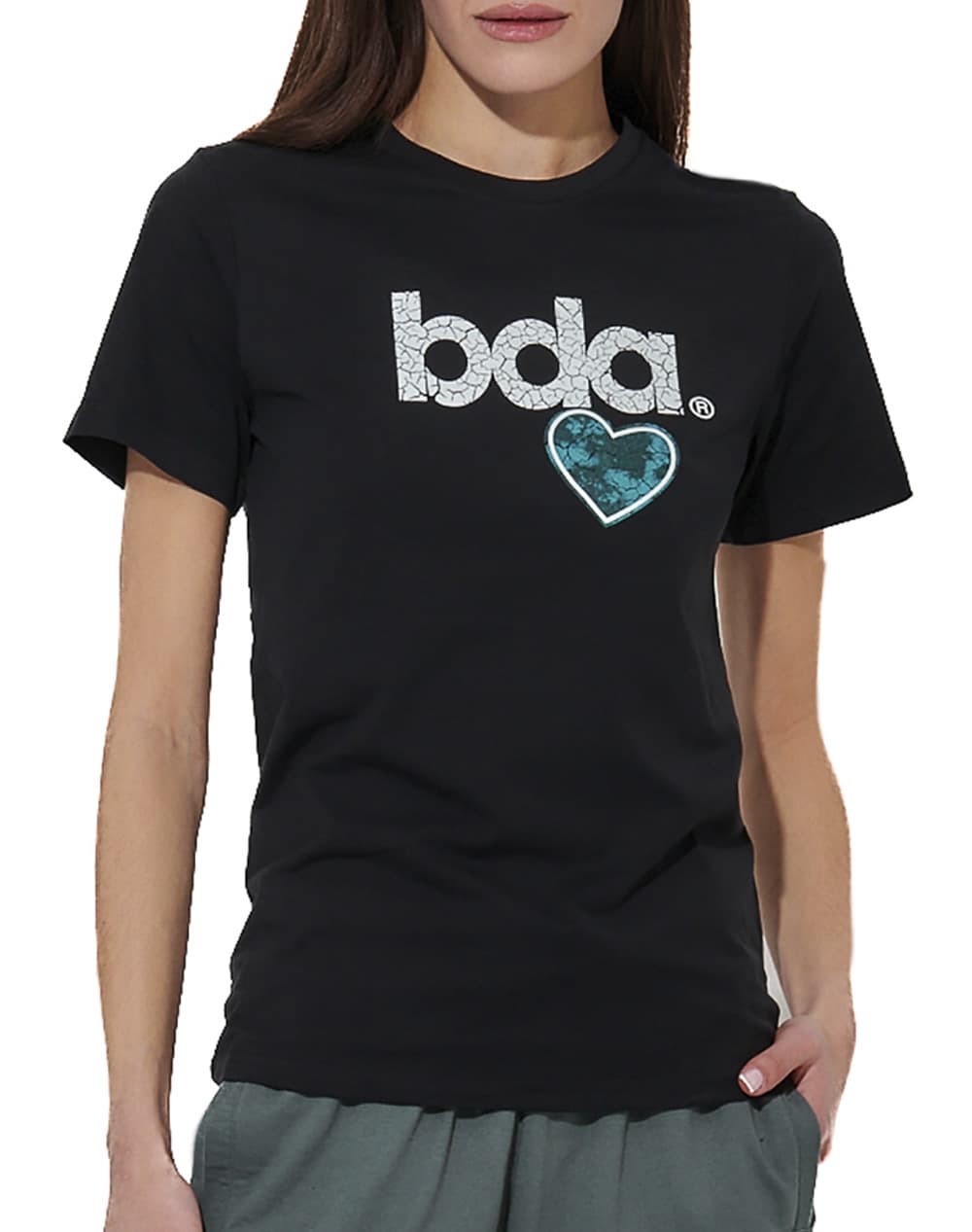 BODY ACTION WOMEN''S LOGO T-SHIRT 051618-01-Balsam Green DarkGreen