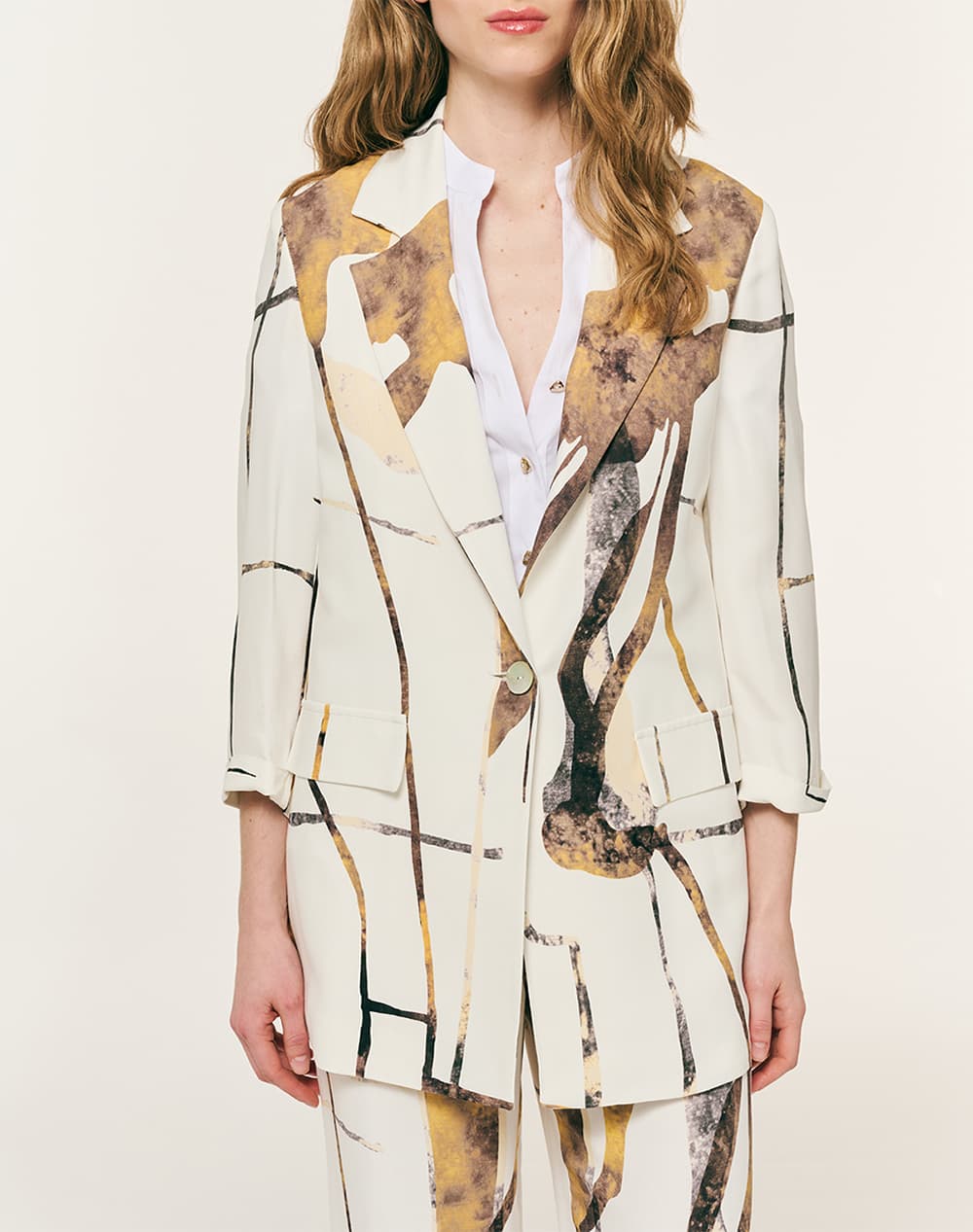 FOREL Σακάκι εμπριμέ μονόκουμπο 082.30.01.022-ΚΑΜΗΛΟ Multi