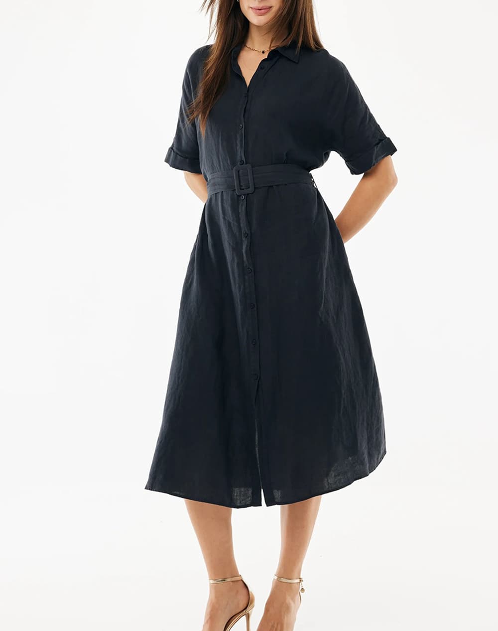 MEXX Flared linen dress MF006301761W-193911 Black