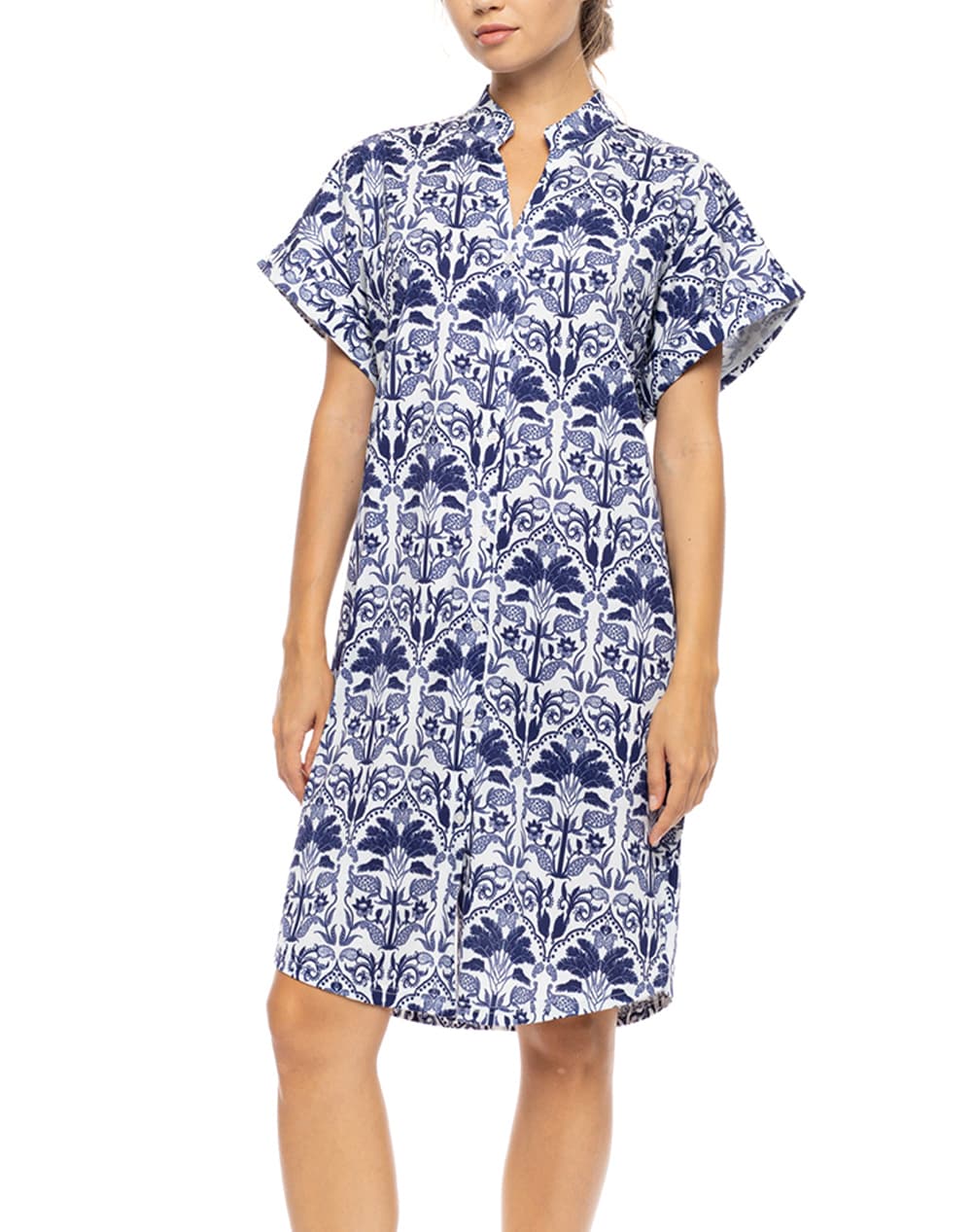PINK LABEL NIGHTGOWN BUTTONED BLUE TROPICAL S1552-TYPE Blue