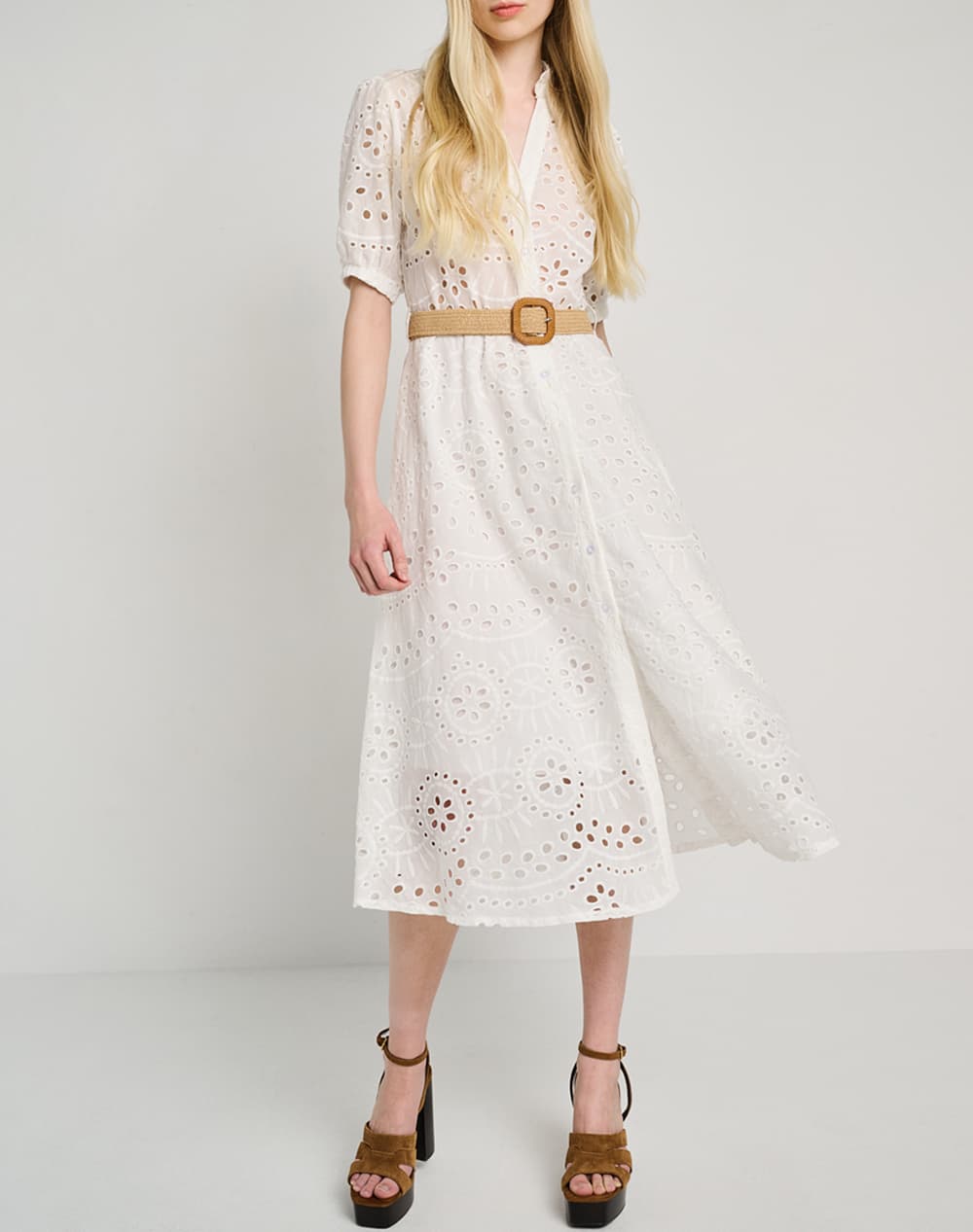 Women's Midi Dresses Staff White
