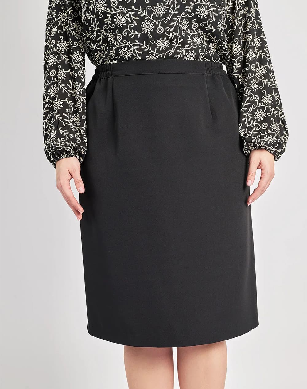 PARABITA Κρεπ μίντι φούστα 220210410-002 Black