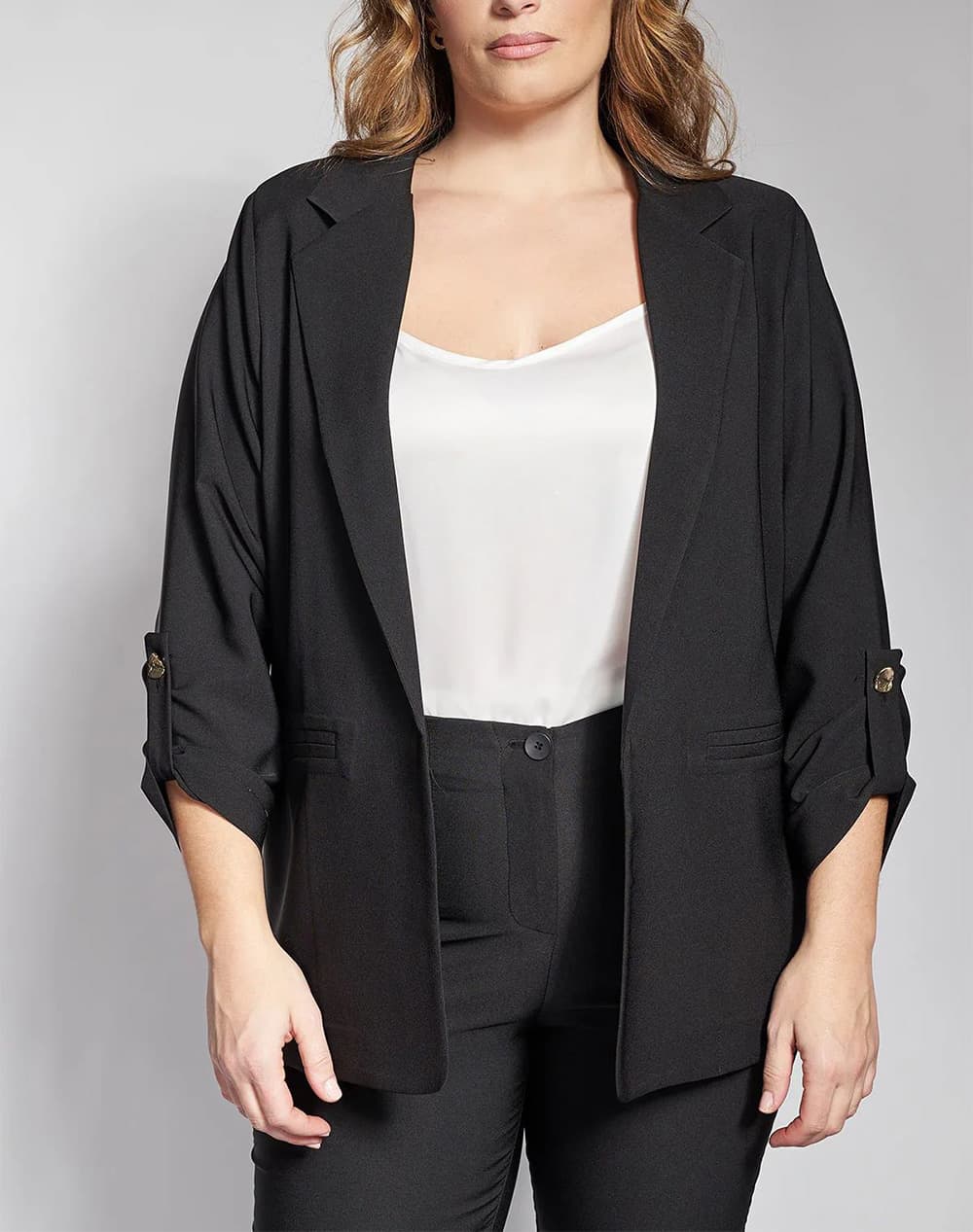 PARABITA Σακάκι κρεπ με γυριστά μανίκια 012610709393-024 Blue