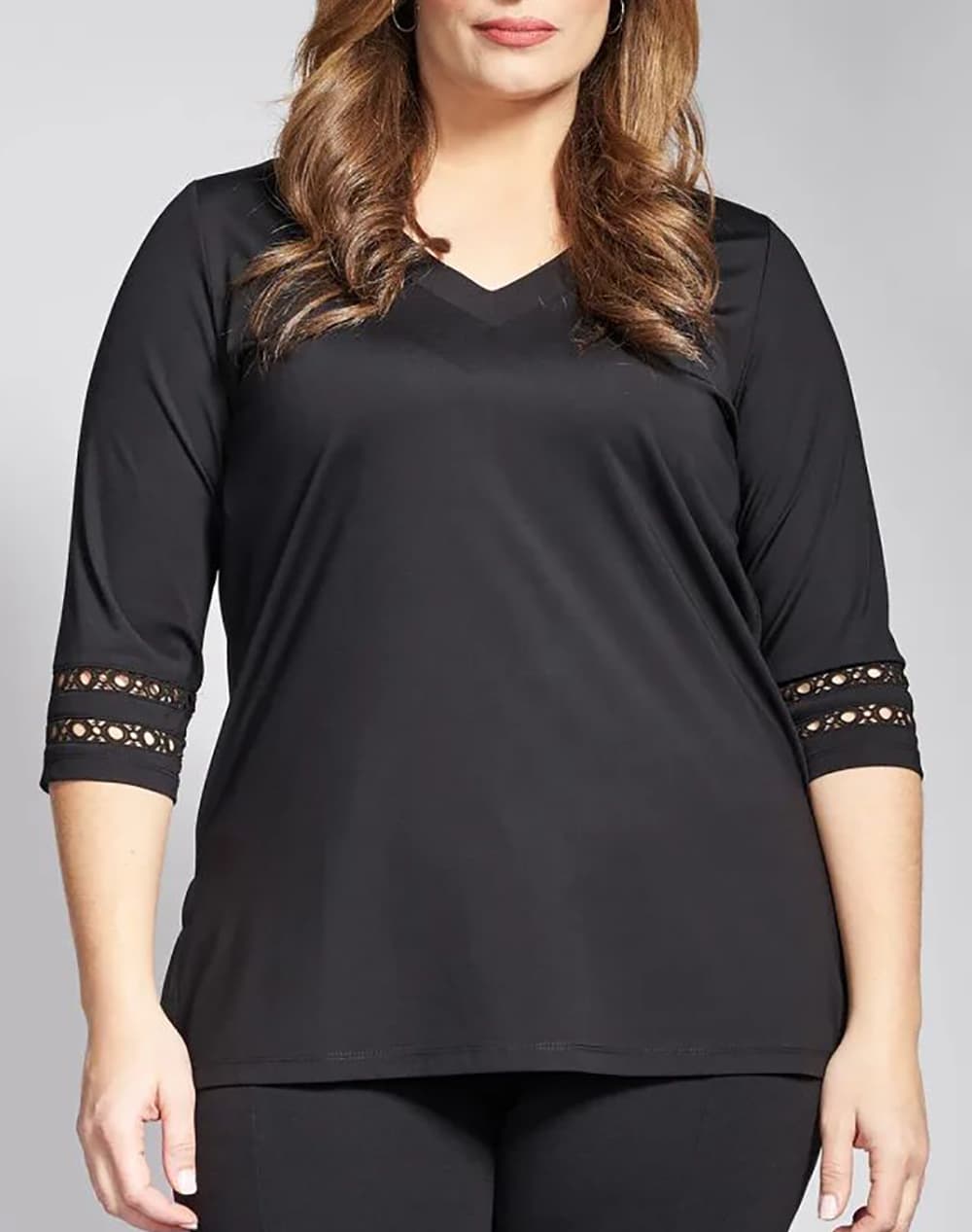 PARABITA Μπλούζα punto με V μανίκι 3/4 με διακόσμηση 012610100206-002 Black