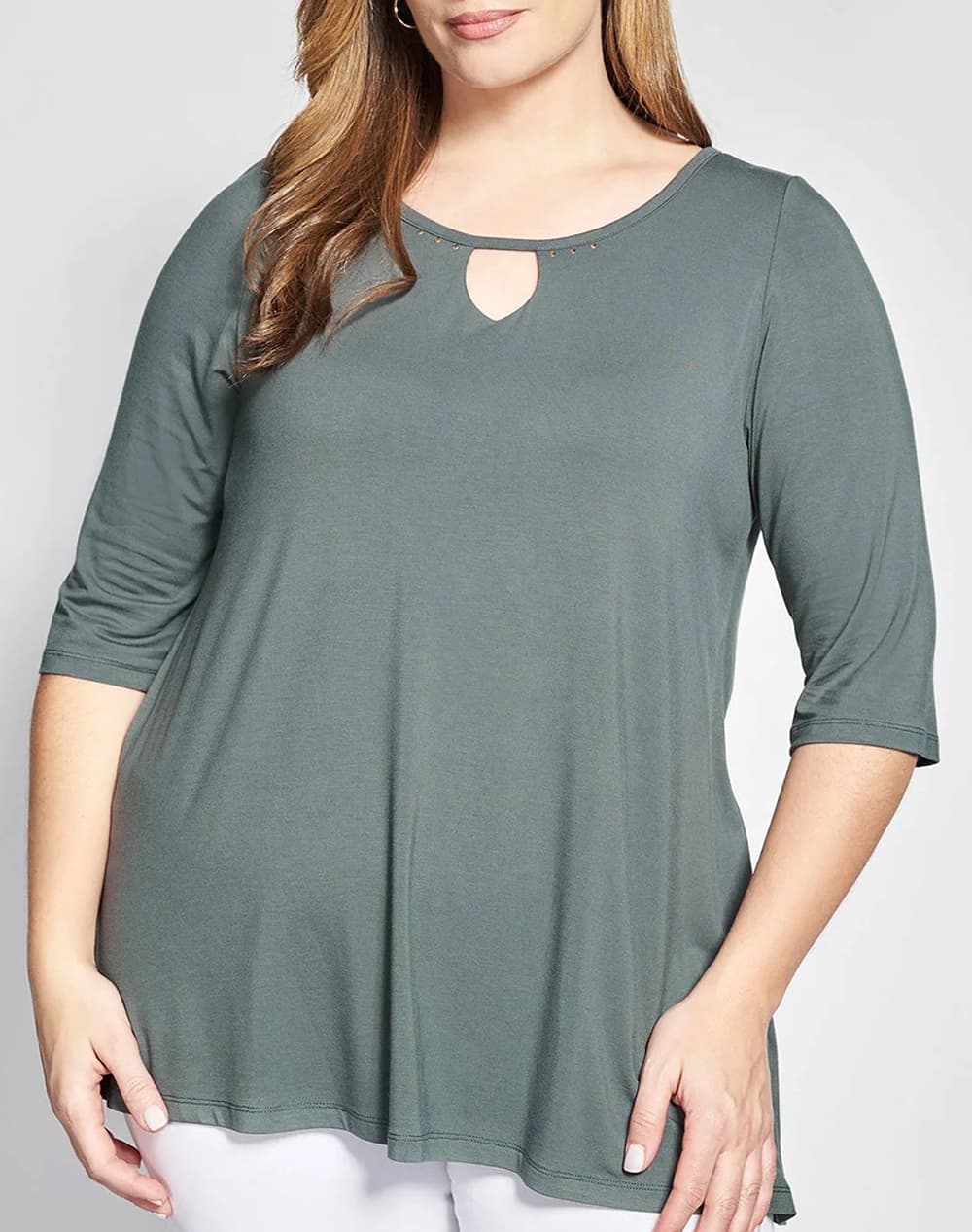 PARABITA Mπλούζα ζέρσευ με άνοιγμα keyhole 012610100225-023 Khaki