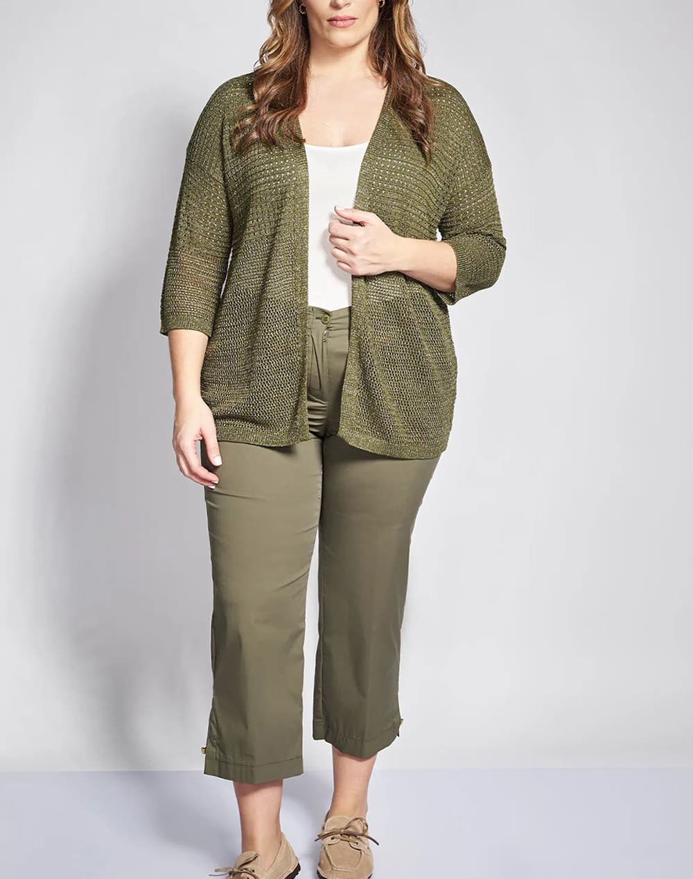 Πλεκτή λούρεξ ζακέτα χωρίς κούμπωμα