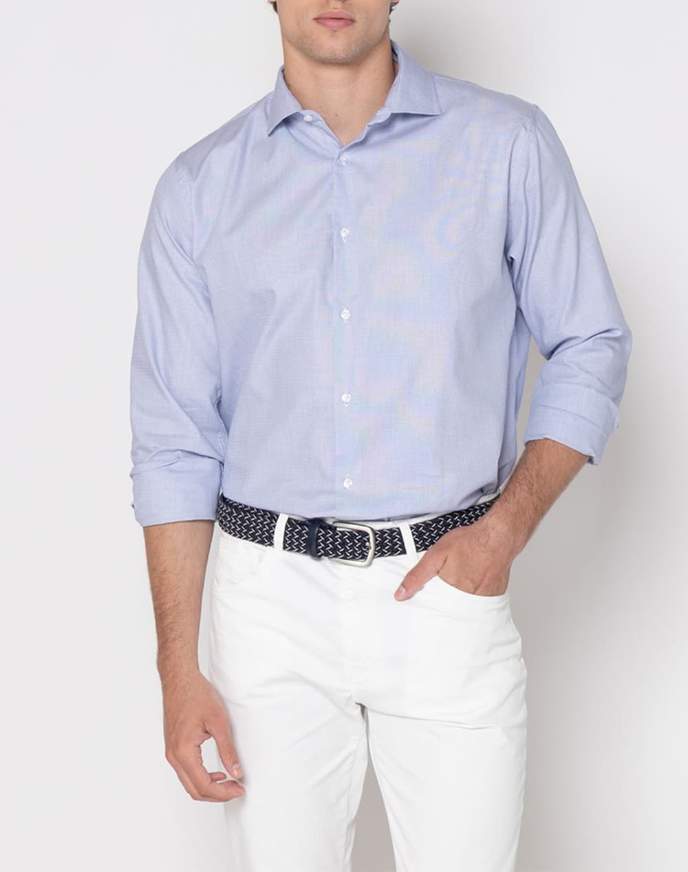 THE BOSTONIANS ΠΟΥΚΑΜΙΣΟ DOBBY CUSTOM FIT Semi-Rex Custom Fit 3ANP2460-DARK Indigo