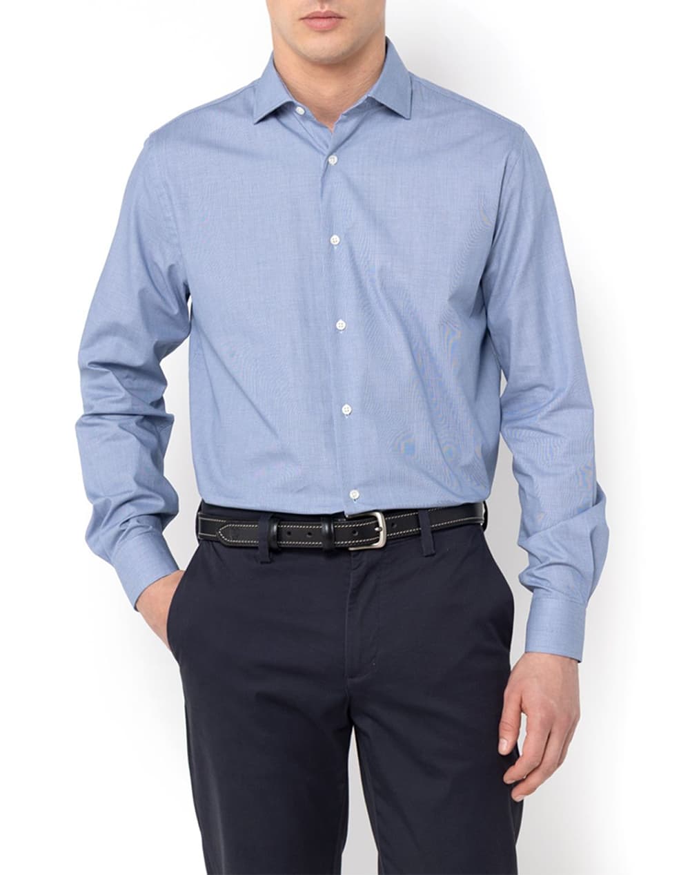 THE BOSTONIANS ΠΟΥΚΑΜΙΣΟ DOBBY CUSTOM FIT Semi-Rex Custom Fit 3ANP2483-BLUE Blue